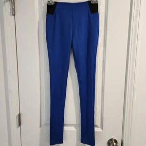 Nicki Minaj Royal Blue Stretch Leggings with Black Contrast Panels XS